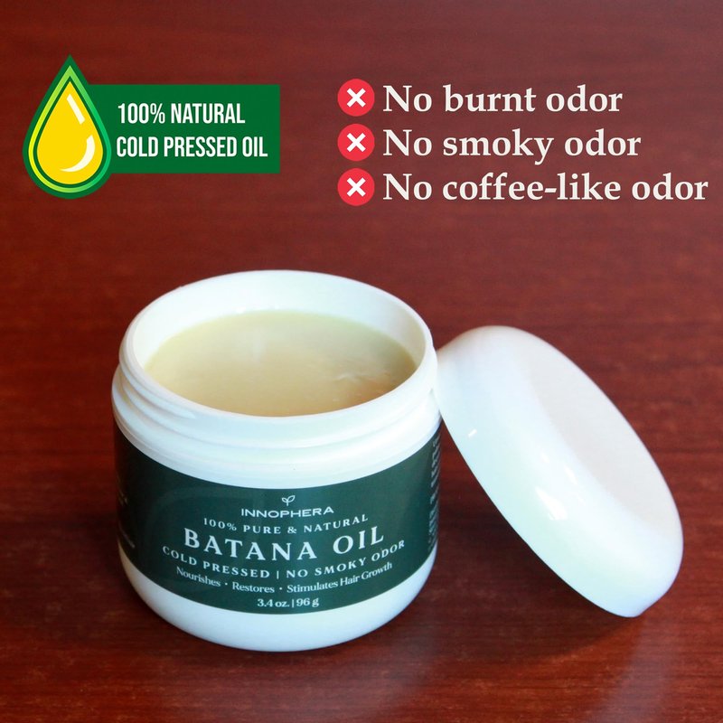 Innophera Batana Oil for Hair Growth ‒ Cold Pressed with No Smoky Odor ‒ 100% Pure & Natural from Honduras ‒ Nourishes, Moisturizes & Restores Hair ‒ 3.4 oz.