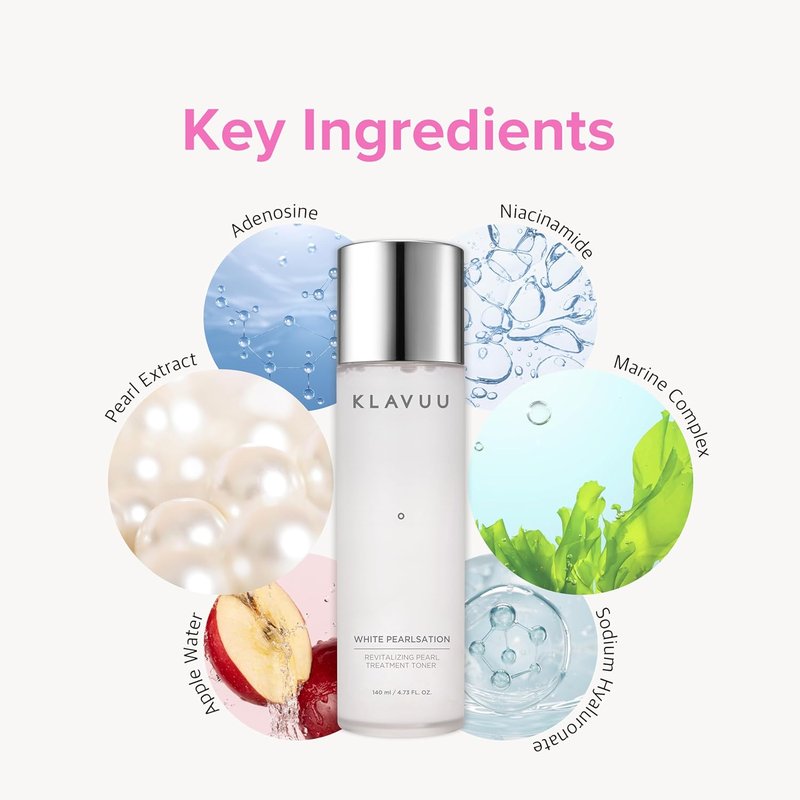 KLAVUU Hydrating Milky Toner | Pearl & Niacinamide for Glowing Skin, Wrinkle Care & Moisture Balance - 4.76oz