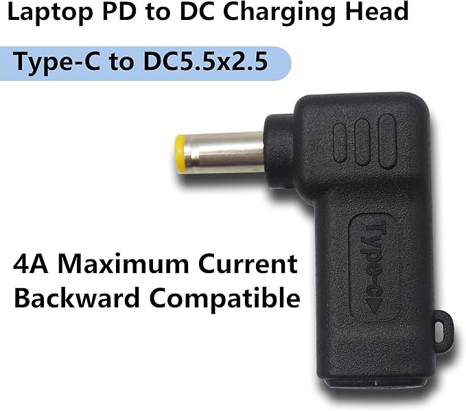 HCFeng 90W PD USB C to DC5525 Power Converter Type to DC 5525 Laptop Charging Adapter 19V 4A Type C Female to DC 5.5 x 2.5mm Male Power Adapter for Studio and Travel [PD-5525]