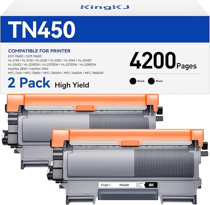 KingKJ TN450 Black Toner Cartridge 2-Pack