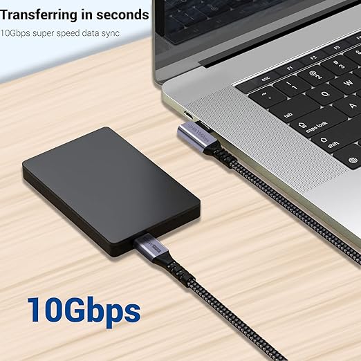 SUMPK USB C to USB C Cable 3.1 Gen 2 [3.3ft 2 Packs], 100W USBC Cables PD Fast Charging Cable, SuperSpeed 10 Gbps 90 Degree 4K Monitor Video Output Data Cable Compatible for iPhone 15Pro/15ProMax