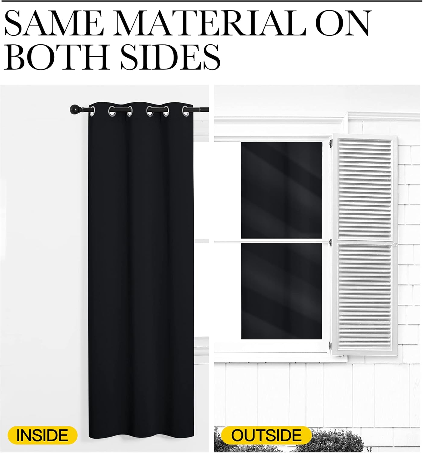 NICETOWN Blackout Patio Curtain Shades - Thermal Insulated Grommet Drapes, 55"x120", Black | Summer Home Decor