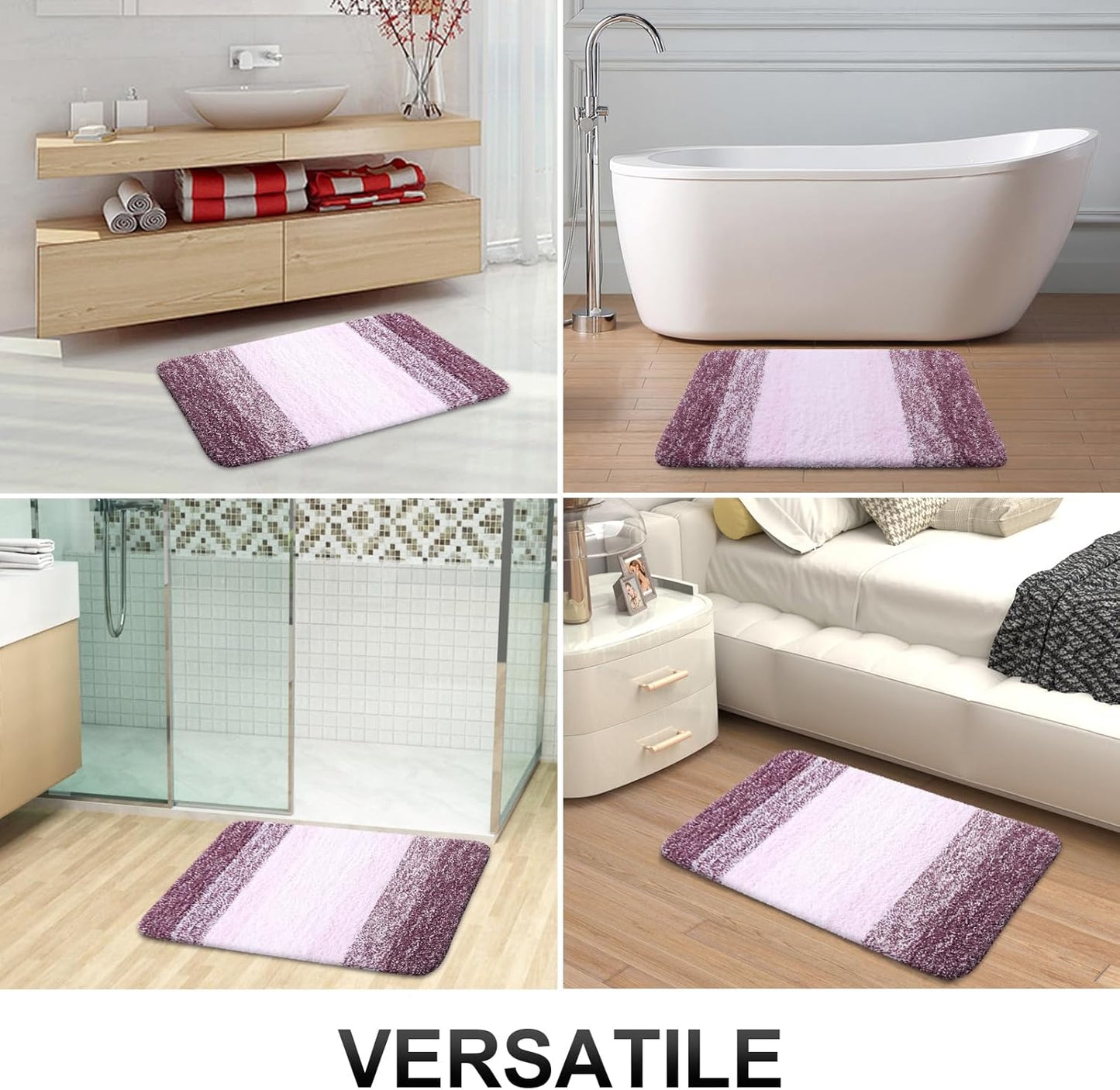 OLANLY Bathroom Runner Rug Mat - Extra Soft Microfiber with Rubber Backing | 70x24, Quick Dry, Washable, Mauve
