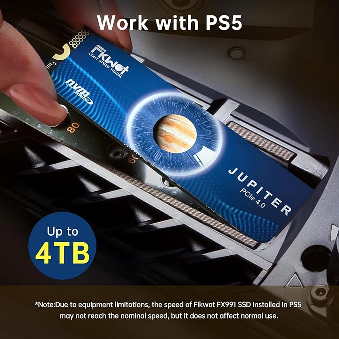 Fikwot FX991 M.2 SSD 4TB NVMe SSD M2 2280 PCIe Gen 4x4, Read Up to 7000MB/s, Internal Solid State Drive for PS5 Laptop Desktop 3D QLC NAND