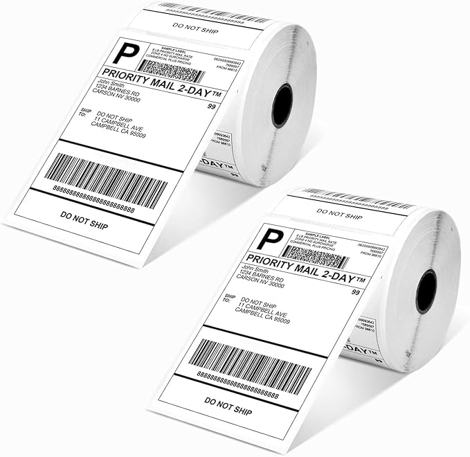 Omezizy 4x6 Thermal Shipping Label, Shipping Address Labels (Pack of 2 Roll 500 4x6 Labels) - Compatible with Nelko, JADENS, beeprt, ASprink, Rollo, Zebra, Omezizy and Other Thermal Printers