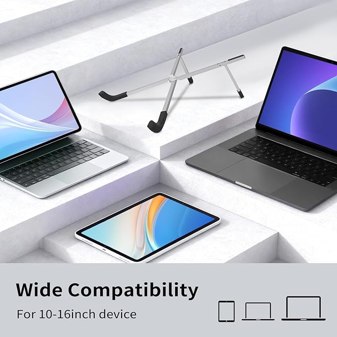 VECOFO Protable Laptop Stand for Desk,Foldable Laptop Riser Holder,Ventilated Cooling Notebook Mount Computer Stand for 10-15.6” Laptops,Tablets，Aluminum