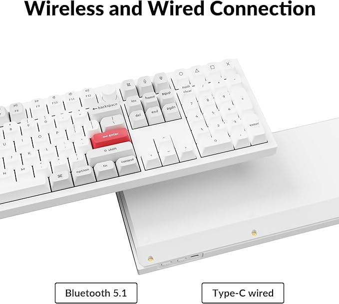 Keychron Q6 Pro Full-Size RGB Bluetooth Custom Mechanical Keyboard, Full Aluminum QMK/VIA Programmable Knob KSA Double-Shot PBT Keycap Hot-Swappable Brown Switch, Mac Windows Linux-White