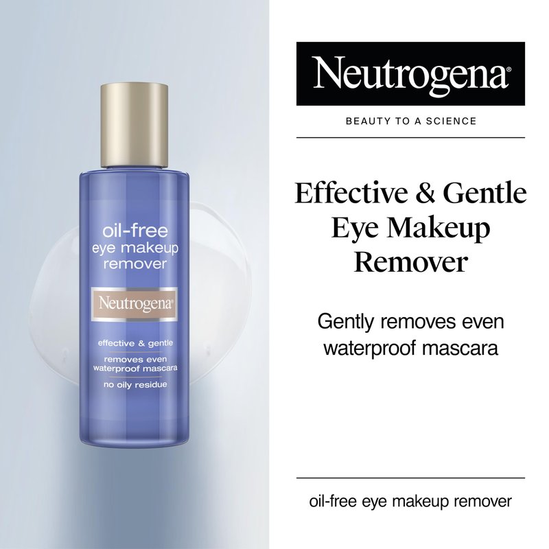 Neutrogena Gentle Oil-Free Eye Makeup Remover & Cleanser for Sensitive Eyes, Makeup Remover for Waterproof Mascara, Dermatologist & Ophthalmologist Tested, 3.8 fl. oz