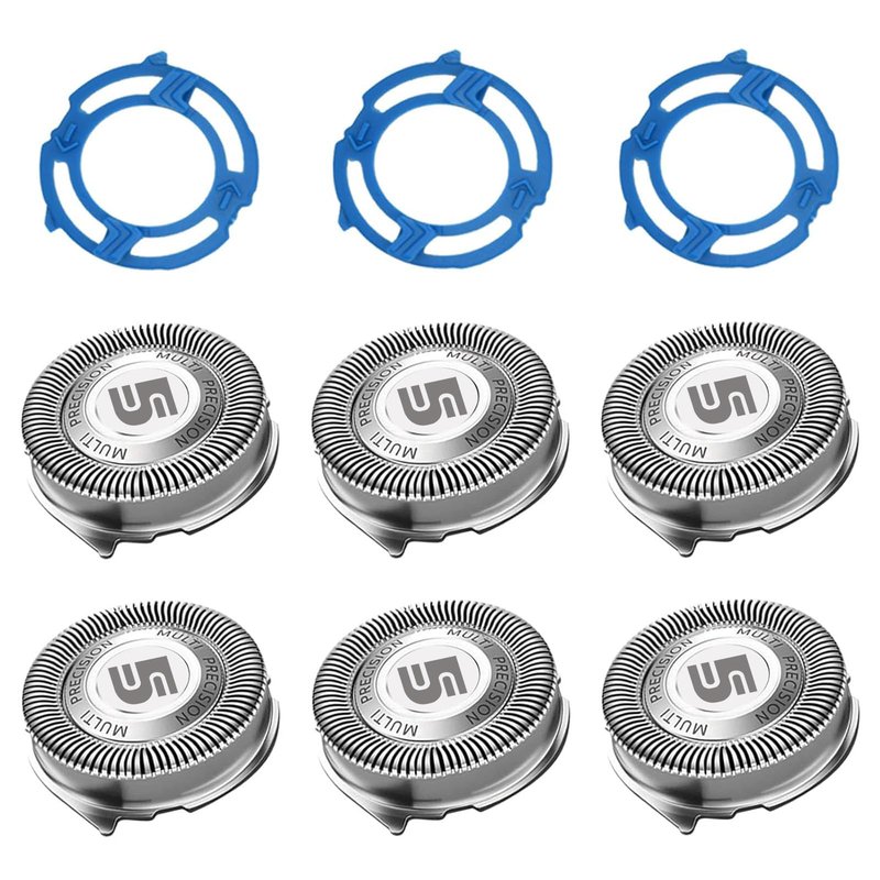 SH50 Replacement Heads with Blade Retaining Rings for Philips Norelco 5000 Series 6-pc Pack