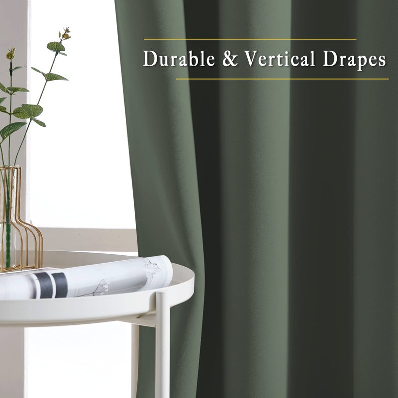 NICETOWN Privacy Blackout Doorway 80 inch Curtains, Grommet Light Blocking Window Treatments Thermal Drapes for Bedroom/Living Room, W46 x L80, 2 Panels, Dark Mallard