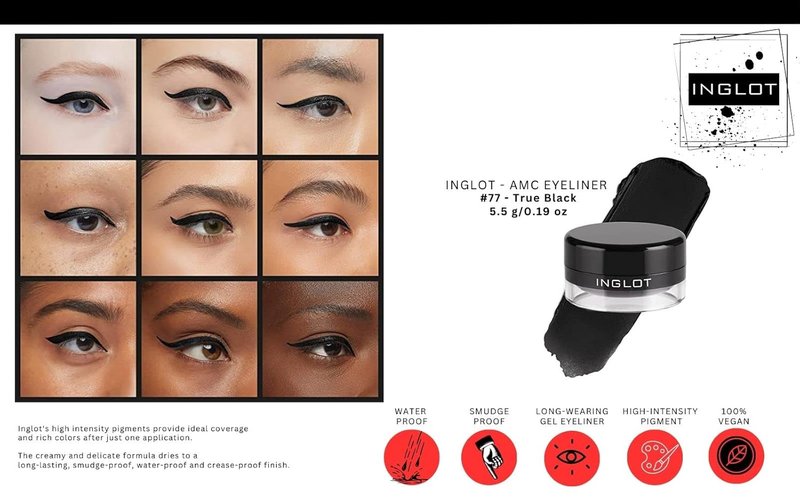 Inglot Eyeliner Bundle - AMC Gel Eyeliner Set with Brush | Perfect for Precision Application (3-Piece)