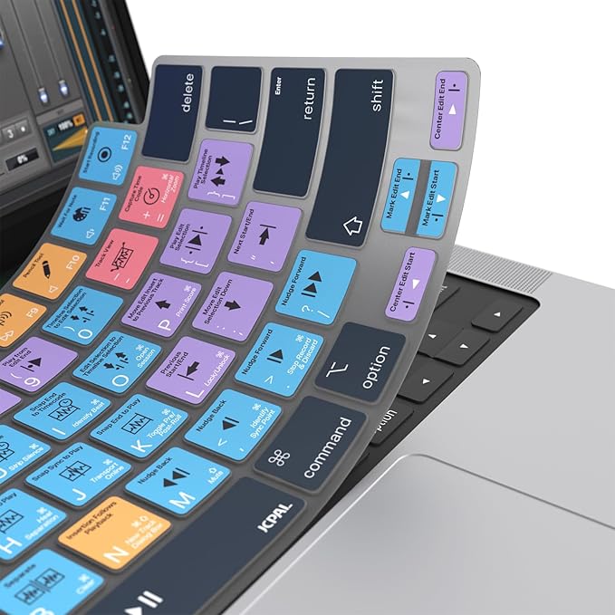 JCPal Avid Pro Tools Shortcut Guide Keyboard Cover for Apple MacBook Pro 14 inch / 16 inch (M1–M5), MacBook Air 13 inch / 15 inch (M2–M5) and MacBook Neo (US–Layout)