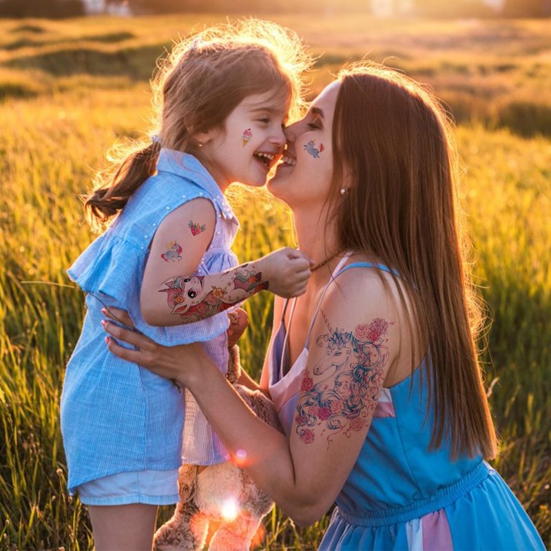 Aresvns Cute Temporary Tattoo, Cute Fake Tattoo for Women, Waterpoof Sleeve Tattoo Temporary for BBQ Pool Beach Party