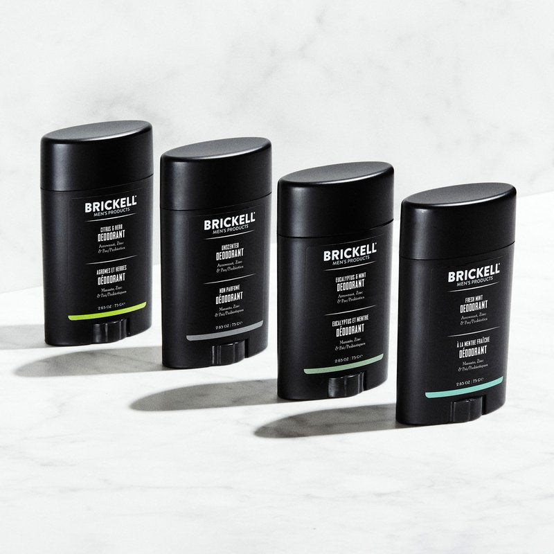 Brickell Men's Products Deodorant For Men, Aluminum, Alcohol, and Baking Soda Free, With Arrow Root Powder, Olive Oil, and Inulin, 2.65 Ounce, Unscented