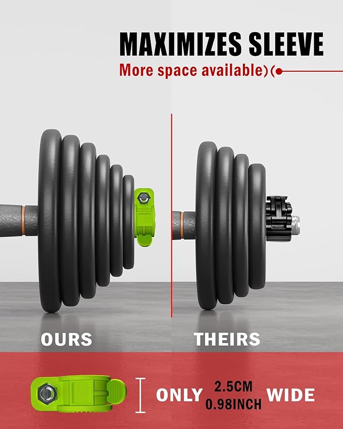 ZY-HUAN Mini Pro Barbell Clips 1 inch I Multi-Size Adjustable Barbell Collar I 1 inch Barbell ClampsIQuick Release Weight Clips Pair of Locking for Dumbbell Bar (Green)