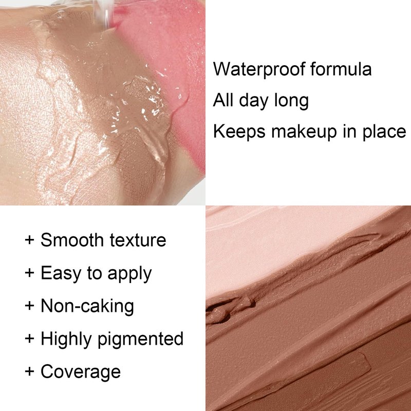 6 Colors Cream Contour Stick Makeup Kit, Shades with Highlighter, Blush and Bronzer Contour Stick for Sculpt the Cheeks, Long Lasting, Waterproof, Matte & Dewy Finish (SET A)