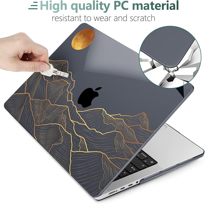 DONGKE Compatible with MacBook Pro 16 Inch Case (2026-2021 Release, M5 M4 M3 M2 M1 Pro/Max Chip), Plastic Hard Shell Cover with Keyboard Cover & Screen Protector for MacBook Pro 16", Abstract Mountain