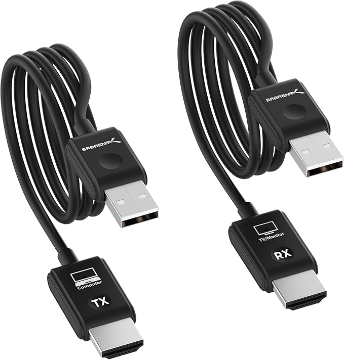 SABRENT Wireless HDMI Transmitter and Receiver 100FT/30M, 1080p@60Hz Plug and Play, No Wi-Fi Required, Stream from PC or Laptop to TV or Projector (DA-H1R1)