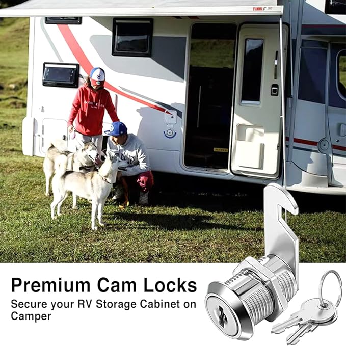 Sartatue Cabinet Cam Locks Keyed Alike, 1'' Fits on 3/4'' Max Door Thickness, Secure File Drawer Mailbox RV Storage Replacement Set, Zinc Alloy (1 Inch 2Pcs)