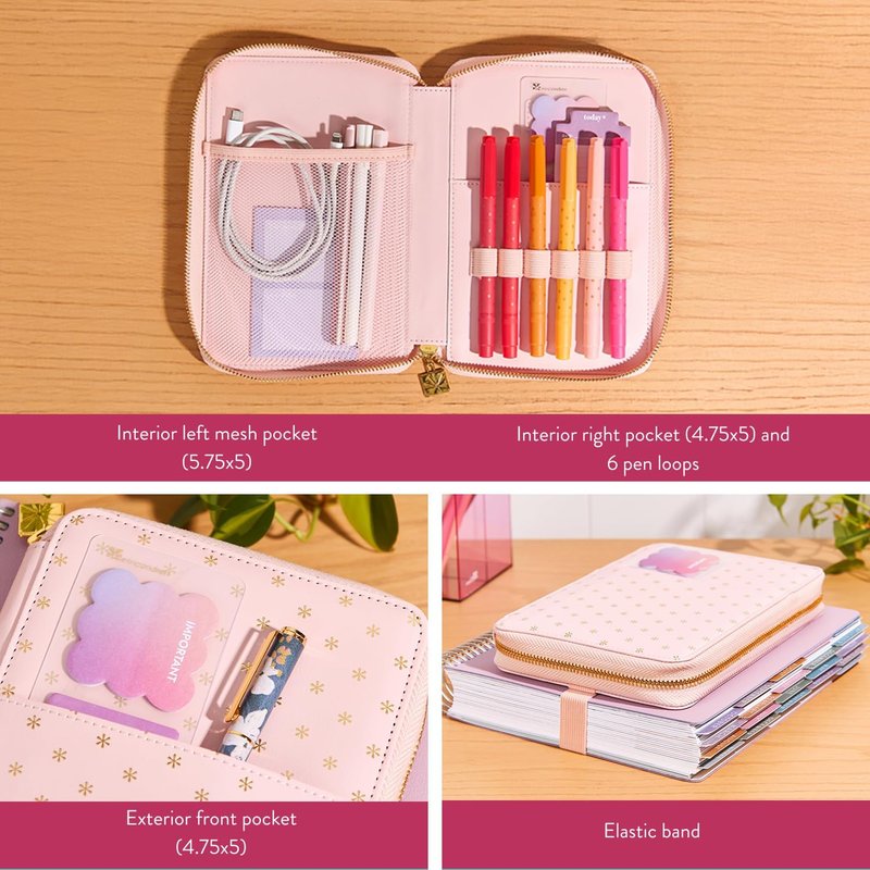 Erin Condren Ultimate Planner Accessory Pouch - Vegan Leather Organizer with Inside Pockets & Extended Zipper | Perfect for Planners
