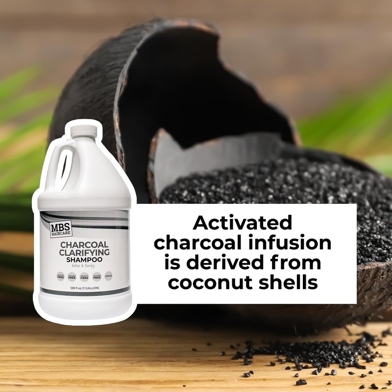 MBS Haircare Professional Charcoal Clarifying Shampoo, 1 Gallon – Sulfate-Free, Paraben-Free, Vegan – Color Safe Deep Cleansing Formula