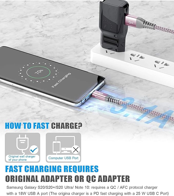 sweguard USB Type C Charger Cable [3-Pack,10ft+6.6ft+3.3ft] iPhone 17 Charger Nylon Braided Cord for iPhone 17 16 15 Pro Max Samsung Galaxy S26 S25 S24 S23 S22 S21 S20 Note 20 10 A53 A54 Pixel LG Moto