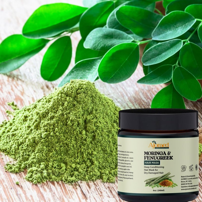MORINGA & FENUGREEK HAIR MASK- HAIR treatment masque- Conditioner for Dry or Damaged Hair & dandruff (8 Ounces)