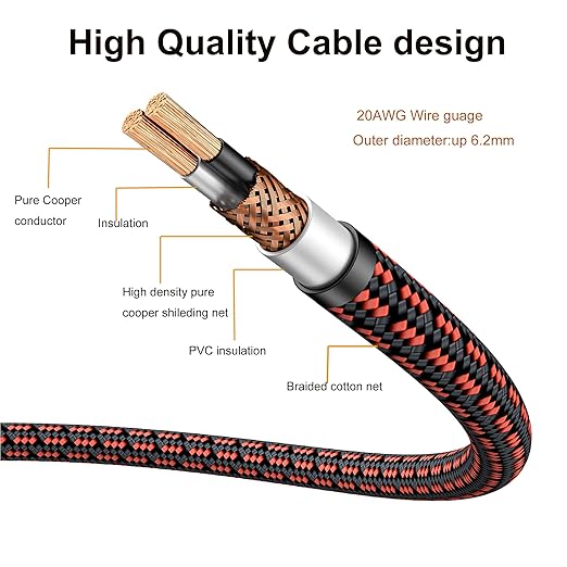 Primeda Audiophile High Purity Copper Aux Audio Cable 3.5mm Male to 3.5mm Male Audio Auxiliary Cord Gold-Plated Stereo HiFi Adapter Cable (Straight to Straight, 9.8ft/3m)