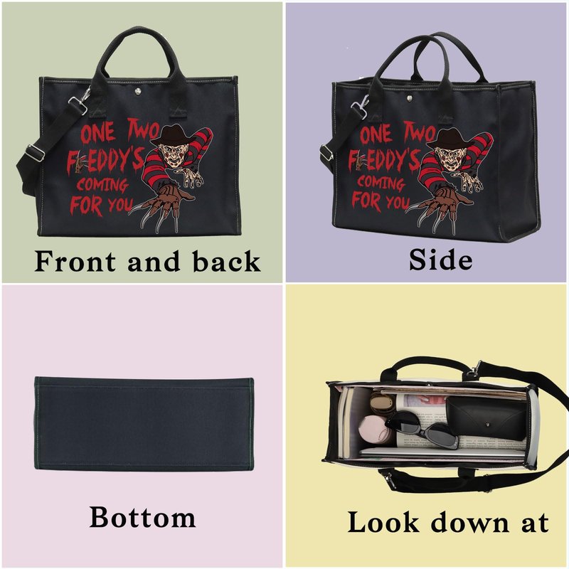 BWWKTOP Night Stalker Cosmetic Makeup Bag Horror Killer Inspired Gifts One Two Coming For You Zipper Bag Halloween Party Merch (One Two Freddy BG)