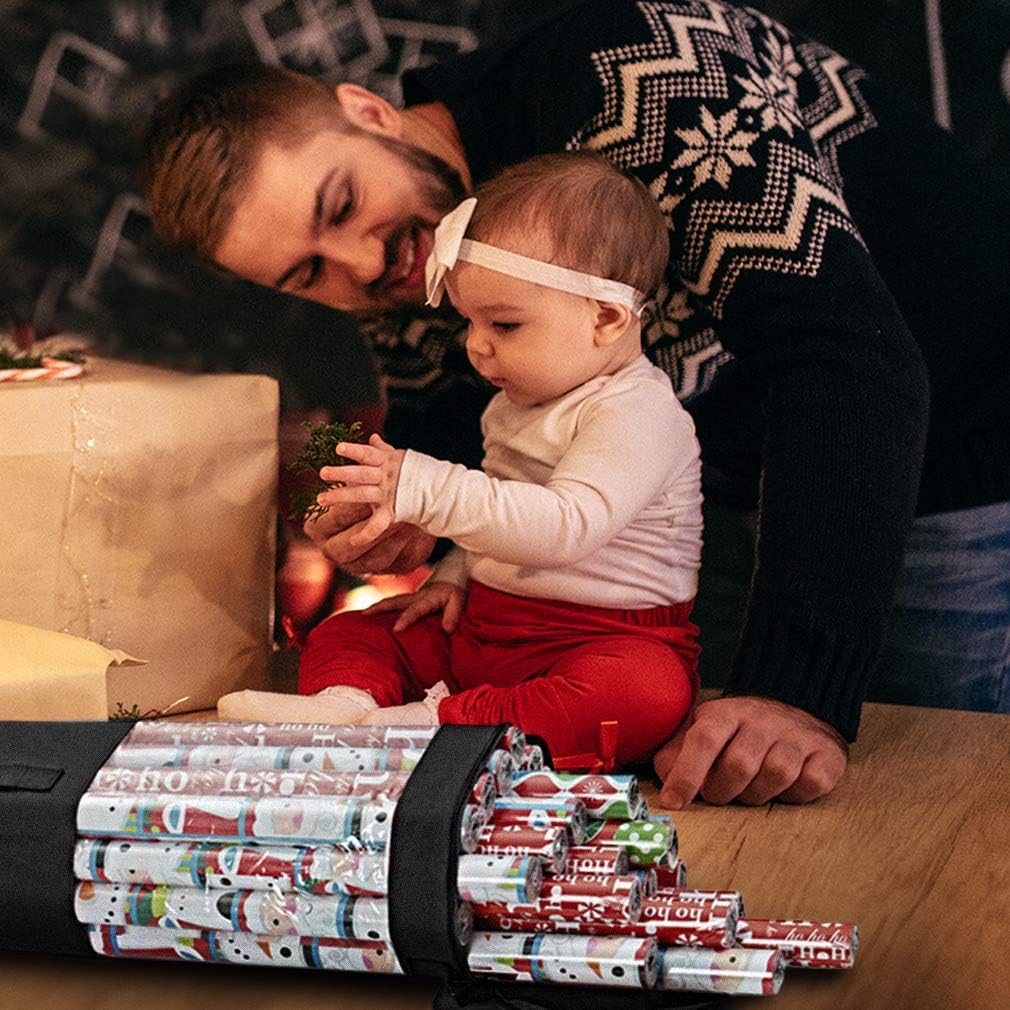 ProPik Wrapping Paper Storage Organizer Bag - Heavy Duty Polyester | Holds Up to 24 Rolls, 40 Inch, Black