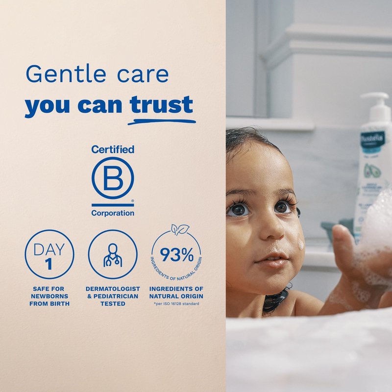 Mustela Gentle Cleansing Gel - Baby Wash for Delicate Skin and Hair - Newborn-Safe Cleanser - Crafted with Natural Avocado Perseose - Various Sizes - 16.90 fl. oz.
