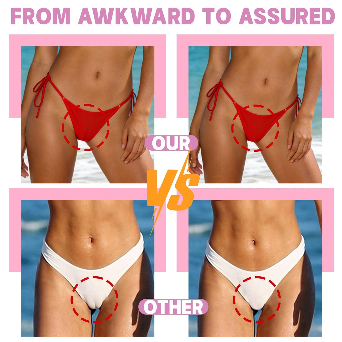 Female Crotch Privacy Guard - Seamless Adhesive Contouring Inserts for Leggings, Swimwear & Yoga Pants - Invisible Comfort Shield for Women's Activewear - Reusable Silicone Concealer Protective Pads