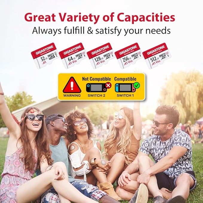 【for Switch 1 Only】 GIGASTONE Micro SD Card 128GB 5-Pack, Gaming Plus, MicroSDXC Memory Card for Nintendo-Switch 1, UHS-I U3 A1 Class 10, up to 100MB/s, with MicroSD to SD Adapter