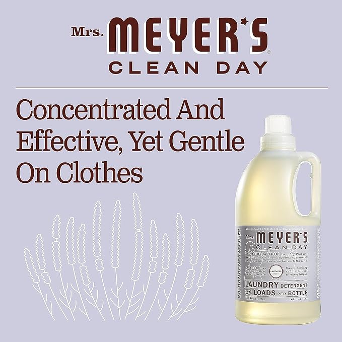 Mrs. Meyerâs Clean Day Lavender Laundry Detergent Concentrated Loads Per Bottle 64 Fl Oz (Pack of 6)