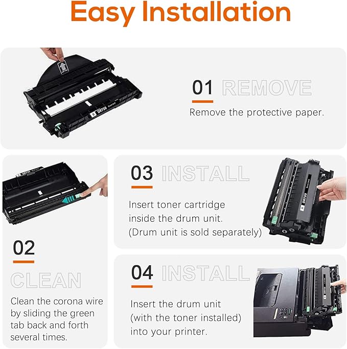 Compatible DR730 Drum Unit Brother (NOT Toner) for MFC-L2750DW HL-L2370DW MFC-L2710DW HL-L2350DW DCP-L2550DW(2 Black)