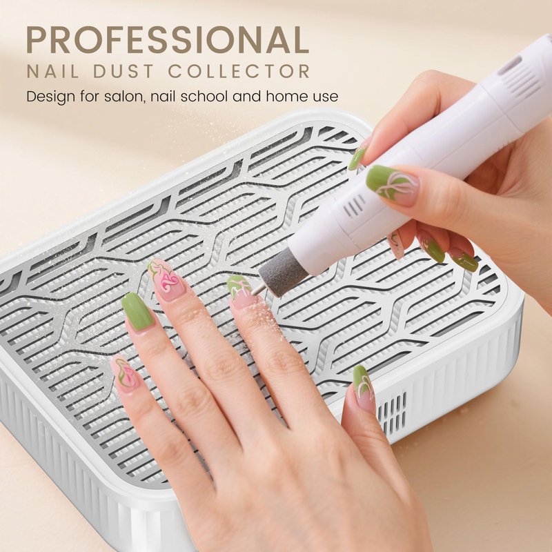 pozoera Nail Dust Collector Cordless - Rechargeable Nail Dust Collector Quiet & Powerful Suction, Professional Nail Tech Dust Collector for Acrylic Gel Polish Manicure Pedicure at Salon&Home