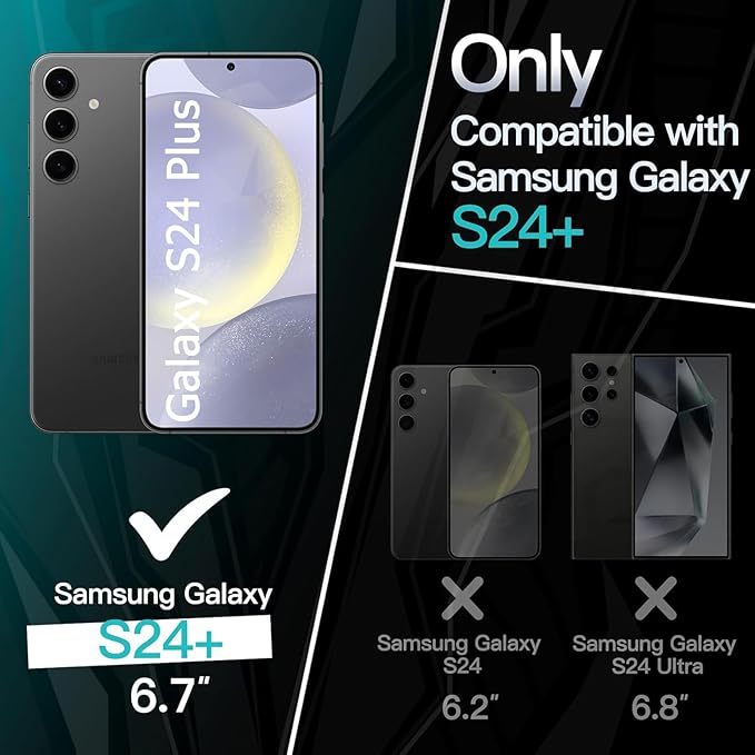 KCKEBLM Battery Case for Galaxy S24 Plus, [12000mAh] Slim Portable Protective Fast Charging Case Backup Power Bank Battery Case Compatible with Galaxy S24 Plus-6.7 inch-Black