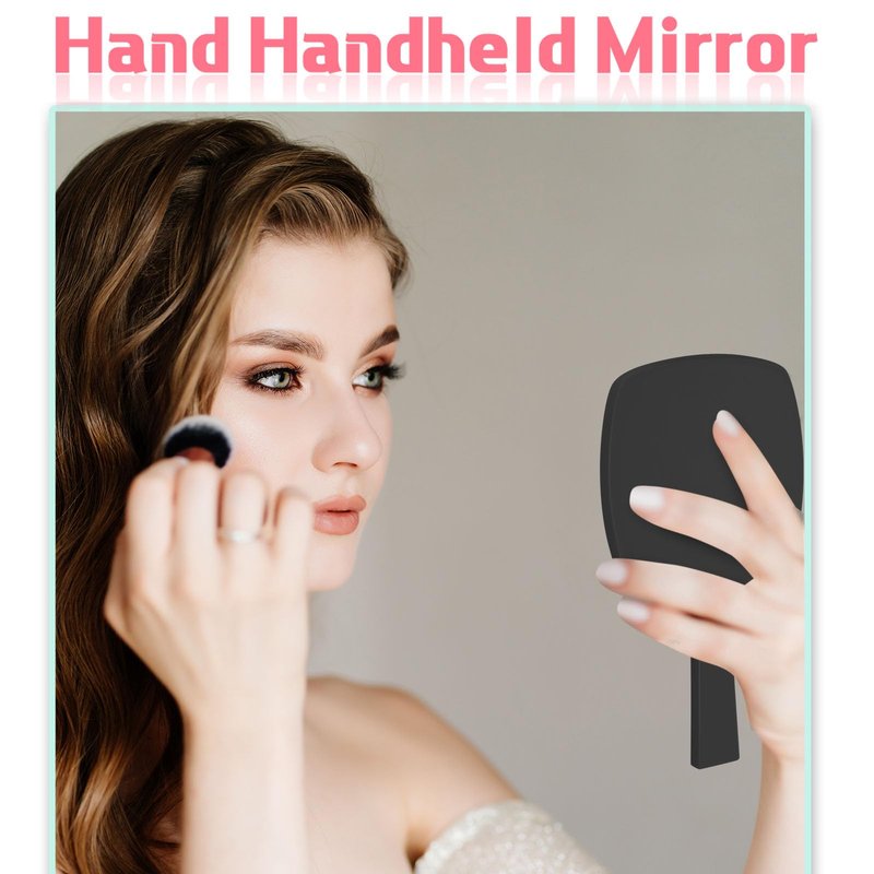 Threehoney 25 Pcs Hand Mirrors Bulk Small Handheld Mirrors with Handle 6.3 x 3.54 Inch Travel Makeup Tools Portable Vanity Glass for Bathroom Home Barber Salon Camping Gifts for Women (Black)