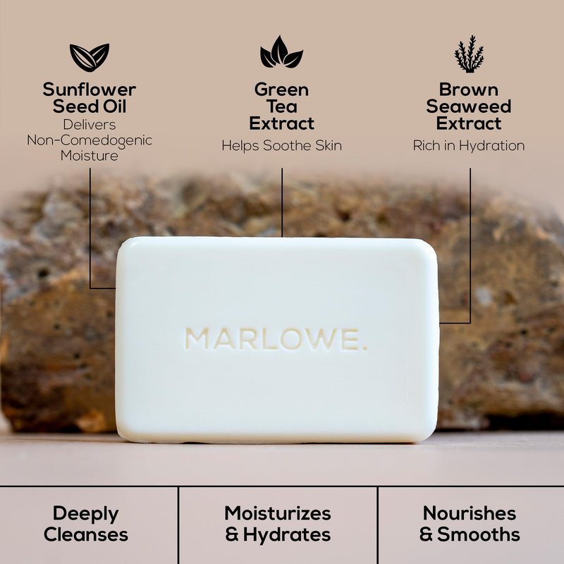 MARLOWE. No. 105 Bar Soap for Men 7 oz (3 Bars) Moisturizing Body Soap, Nourishing & Refreshing with Natural Extracts, Shea Butter, Olive Oil & Green Tea Extracts, Original Sage & Fir Scent