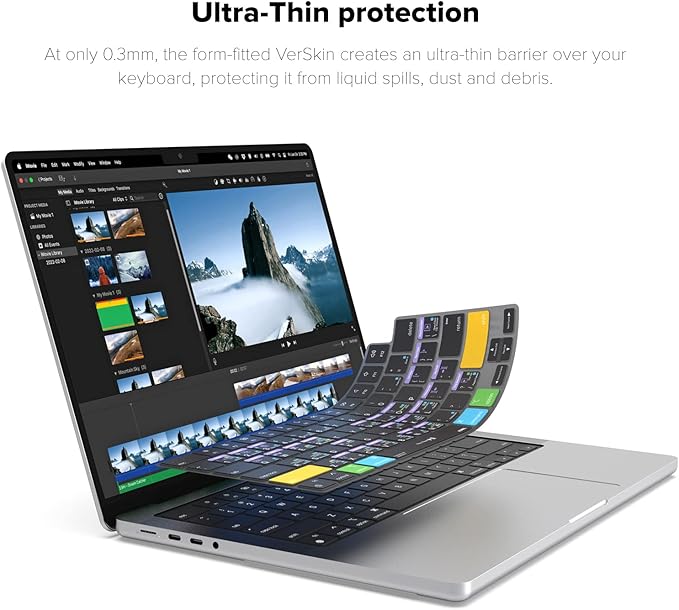JCPal iMovie Shortcut Guide Keyboard Cover for Apple MacBook Pro 14 inch / 16 inch (M1–M5), MacBook Air 13 inch / 15 inch (M2–M5) and MacBook Neo (US–Layout)