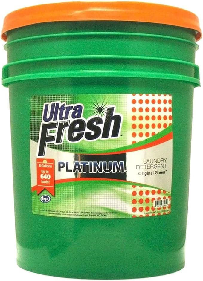 Ultra Fresh 3X Platinum 5 Gallon Laundry Detergent Liquid for All Machine Types with Easy Dispensing Pump, Up to 640 Loads, Original Green (6 Pack)