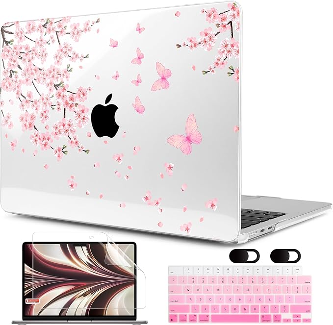 MEEgoodo Case for M5/M4/M3/M2 MacBook Air 13 inch Case 2026 2025 2024 2022, Fit Model A3449/A3240/A3113/A2681, Laptop Hard Shell Compatible with MacBook Air 13.6-inch, Cherry Blossoms