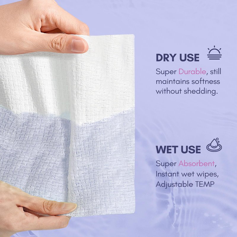 PoeticEHome Extra Thick Face Towels Disposable | Cotton Soft Dry Wipes Biodegradable for Facial Cleansing & Makeup Remover (4 Pack)