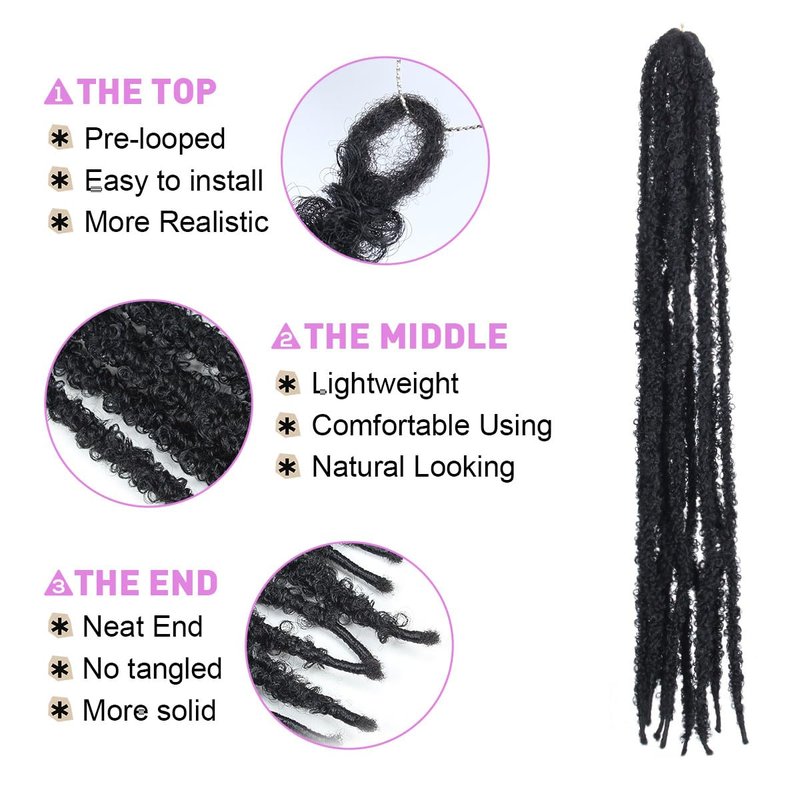 Vecago 30 inch Disstressed Butterfly Locs Crochet Hair, 7 Packs Disstressed Faux Locs Handmade Soft Locs for Women(6Packs+1Pack Change Color)