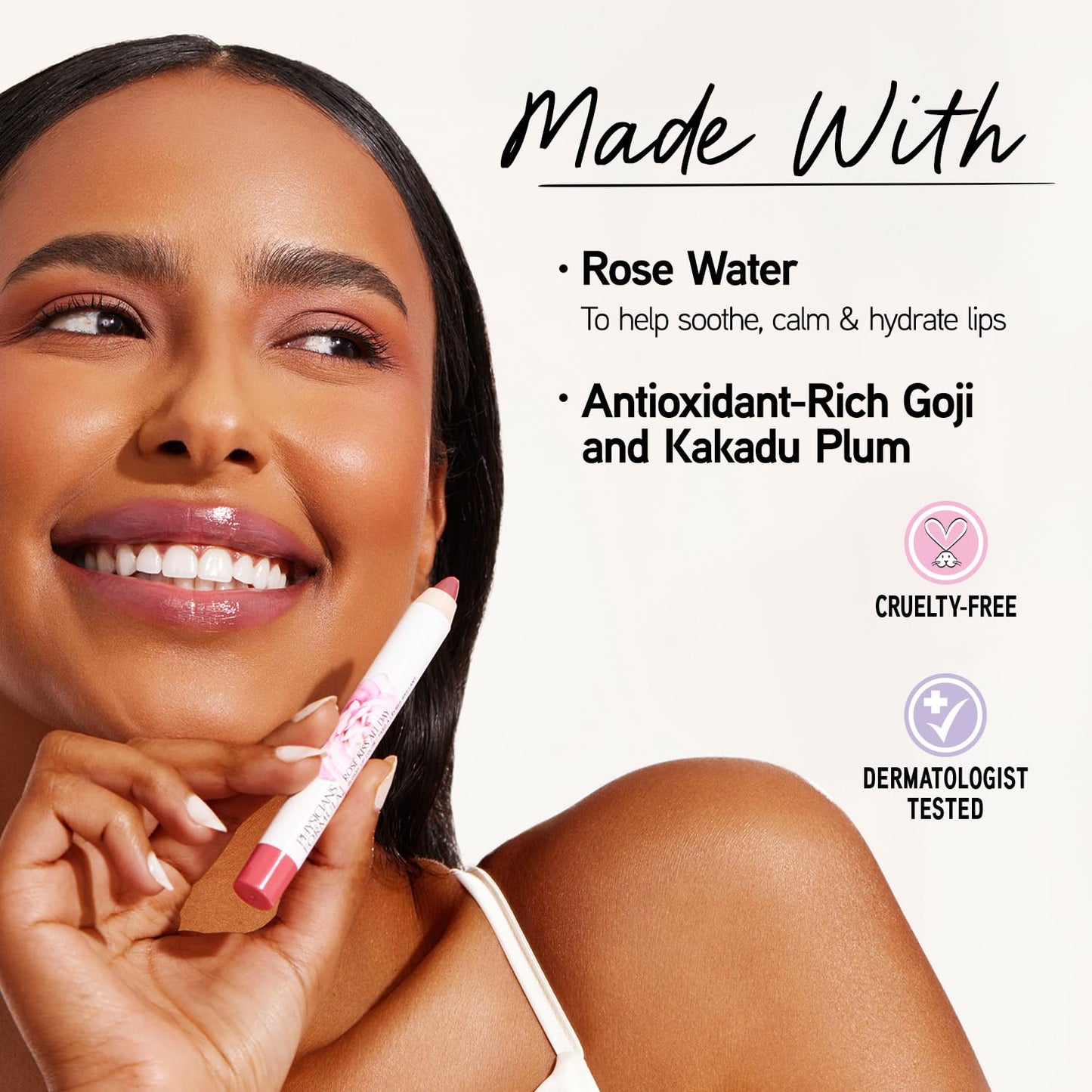 Physicians Formula Rosé Kiss All Day Glossy Lipstick Lip Color Makeup, Love Letters, | Dermatologist Tested, Clinicially Tested
