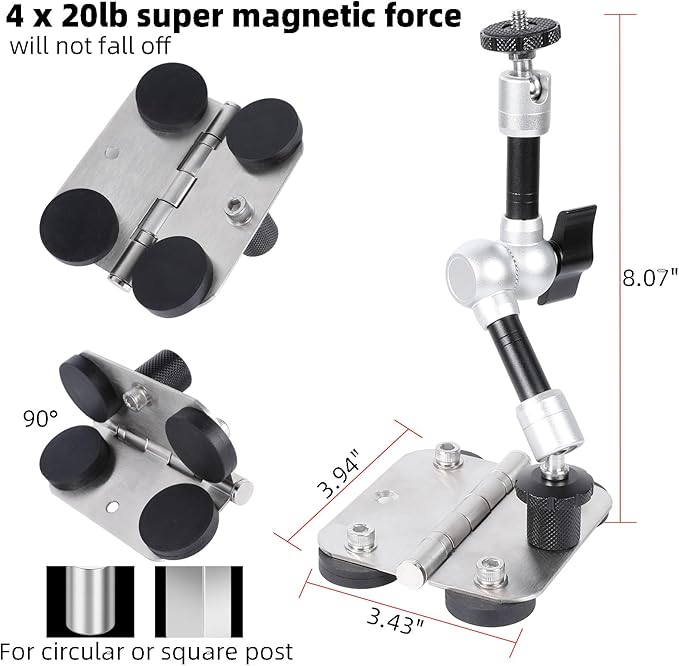FPN Magnetic Phone Fence Post Mount + Fence Clip Kit for Gamechanger for Mevo Start, GoPro, iPhone, DJI Osmo Pocket 3 and Action Cameras, for Recording Baseball,Softball and Tennis Games