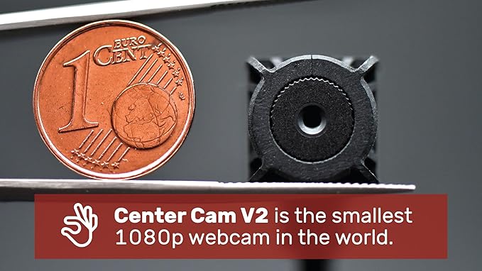 Center Cam V2 Center-Mounted Webcam — The Original Eye Contact Webcam, 1080p HD, Flexible Arm, for Zoom/Teams/Meet, Mac/PC/Linux