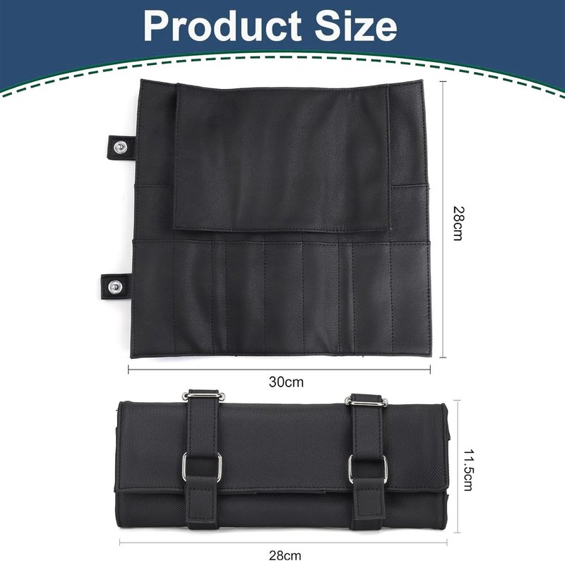 Salon Scissors Bag Roll-Up | 14 Pocket PU Grooming Scissors Holder for Hairdressers - Black