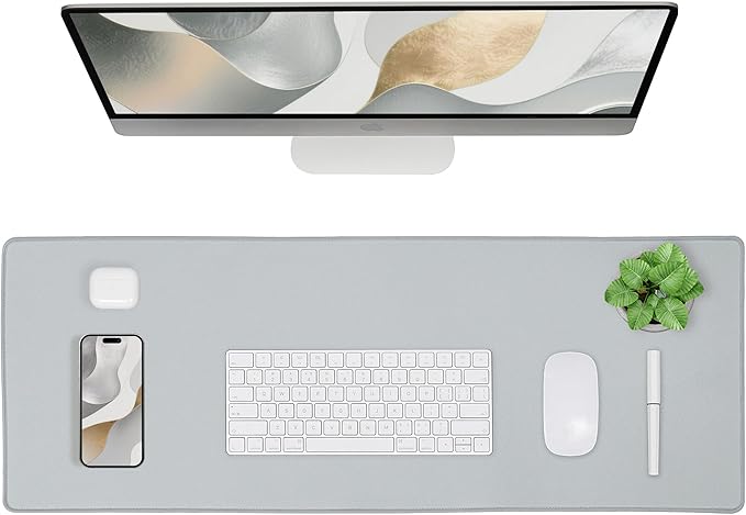 ALOANES Waterproof Mouse Pad with Durable Stitched Edge, Gaming Keyboard, Non-Slip Rubber Base Mouse Mat, Extended Desk pad for Gamer, Office& Home, Gray Mousepad Large(27.6"x11.8"x0.12")