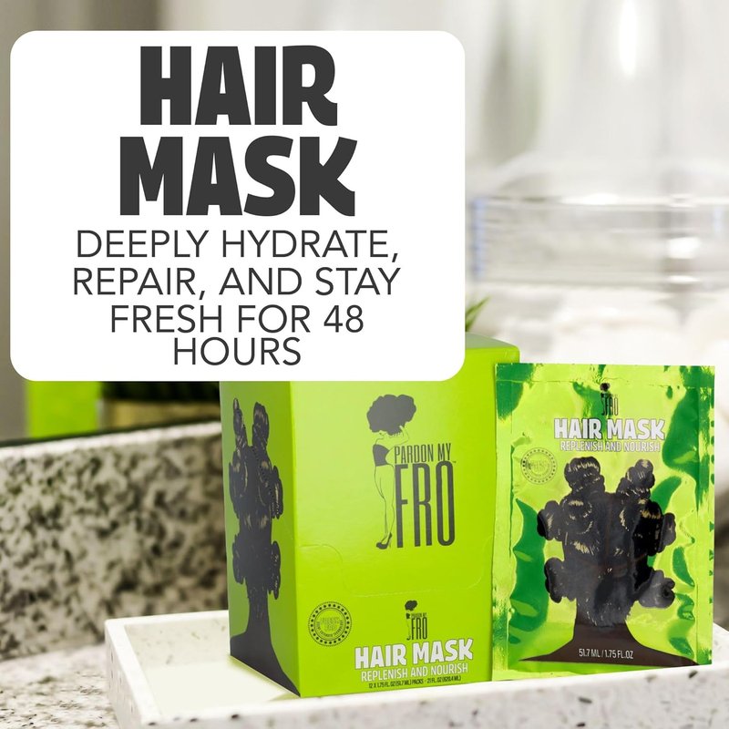 Pardon My Fro Hair Mask - Argan & Jojoba Oil for Curly Hair - Deep Conditioning & Frizz Control | 12 Pack x 1.75 oz